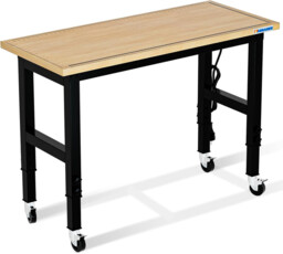 LARBANKE 120cm Height Adjustable Work Bench, Versatile Multi-Position Work Station Featuring Measurement Markings, Power Panel & Mobile Casters, Suitable for Household, Garage & Office Use, Supports Up To 900kg - thumbnail 4