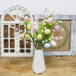 Yuejia 2Pcs 15.75in/40cmEaster Spray Vine with Pastel Easter Eggs and Berries,Artificial Easter Egg Flowers,Easter Egg Twig Branches,Decorative Spring Floral Stems,Easter Floral Picks,Easter Decor - thumbnail 1