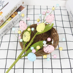 Yuejia 2Pcs 15.75in/40cmEaster Spray Vine with Pastel Easter Eggs and Berries,Artificial Easter Egg Flowers,Easter Egg Twig Branches,Decorative Spring Floral Stems,Easter Floral Picks,Easter Decor - thumbnail 4