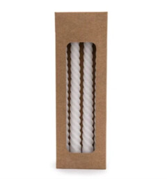 Candlelight Taper Candles Twisted White 4pcs - thumbnail 2