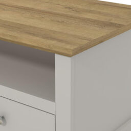 Galano Surrey 2 Drawer Coffee Table – Rectangular Living Room Table with Storage Cabinet – Minimalist Design in Engineered Wood – Light Grey/Oak - thumbnail 6