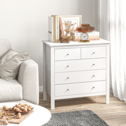 HOMCOM five-drawer cabinet, white minimalist style - thumbnail 3
