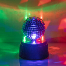 GLOBAL GIZMOS Table Lamp Disco Ball Rotating Silver/Multicolour Small - thumbnail 1