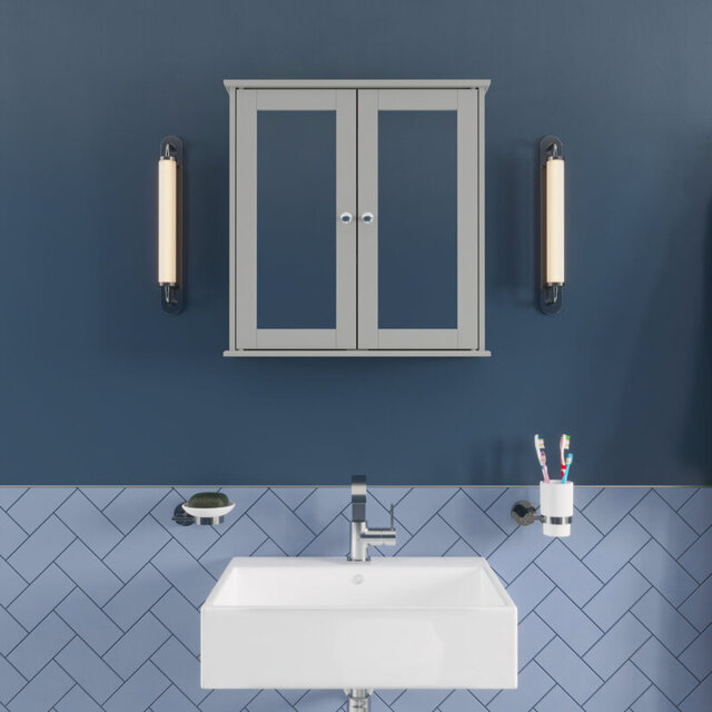 Croydex Bathroom Mirror Cabinet (58x56x13cm) - Ashby Grey - image 1