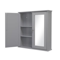 Croydex Bathroom Mirror Cabinet (58x56x13cm) - Ashby Grey - thumbnail 3