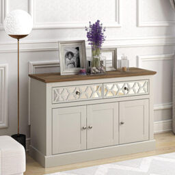 Galano Sufly 3-Door 2-Drawer Sideboard – Storage Cabinet with Drawers and Shelves for Living Room, Bedroom, or Kitchen – Light Grey/Oak Finish - thumbnail 2