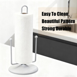 JU7CER Gray Kitchen Cleaning Paper Towel Holder - Countertop Standing, with Fixing Rod, Modern & Minimalist Design, Ideal for Home Use - thumbnail 4
