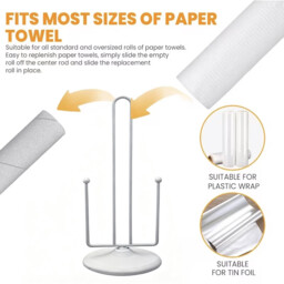 JU7CER Gray Kitchen Cleaning Paper Towel Holder - Countertop Standing, with Fixing Rod, Modern & Minimalist Design, Ideal for Home Use - thumbnail 5