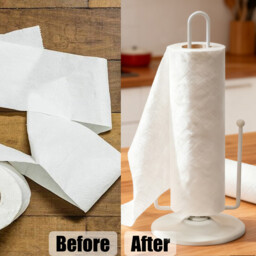 JU7CER Gray Kitchen Cleaning Paper Towel Holder - Countertop Standing, with Fixing Rod, Modern & Minimalist Design, Ideal for Home Use - thumbnail 3