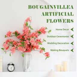 5PCS 29.52in/74.98cm Bougainvillea Artificial Flowers Fake Bougainvillea Branches Faux Flowers Vines for Home，Garden，Wedding，Party，Indoor and Outdoor，Floral Arrangement and DIY Decor(pink) - thumbnail 5