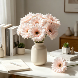 3Pcs 9.05in/23cm Artificial Silk Gerbera Flowers Wedding Home verandahs Table Decor Fake Daisy Chrysanthemum Party Home Decoration(pink) - thumbnail 1