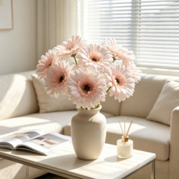 3Pcs 9.05in/23cm Artificial Silk Gerbera Flowers Wedding Home verandahs Table Decor Fake Daisy Chrysanthemum Party Home Decoration(pink) - thumbnail 2