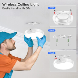 " New Upgraded Motion Sensor Ceiling Light, 8 Inch 500LM LED Ceiling Light with Remote, 8000mAh Battery Powered Rechargeable Dimmable Sensor Lights for Bathroom Garage Shed Loft Hallway Stair" - thumbnail 4