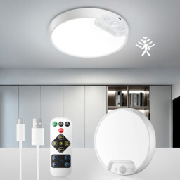 " New Upgraded Motion Sensor Ceiling Light, 8 Inch 500LM LED Ceiling Light with Remote, 8000mAh Battery Powered Rechargeable Dimmable Sensor Lights for Bathroom Garage Shed Loft Hallway Stair" - thumbnail 1