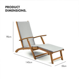 Vonhaus Hudson Grey Sun Lounger Chair With Cushion - thumbnail 6