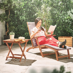 Vonhaus Hudson Grey Sun Lounger Chair With Cushion - thumbnail 5