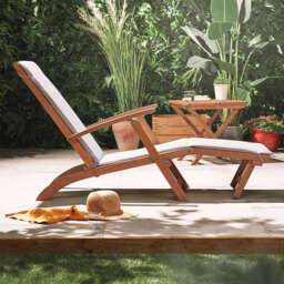 Vonhaus Hudson Grey Sun Lounger Chair With Cushion - thumbnail 7
