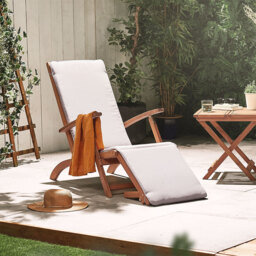 Vonhaus Hudson Grey Sun Lounger Chair With Cushion - thumbnail 3