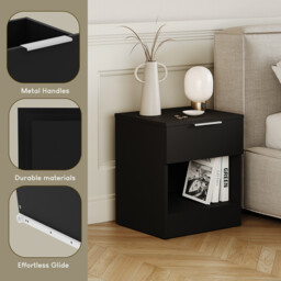 Vida Designs Trega 1 Drawer Bedside Chest, Black - thumbnail 4