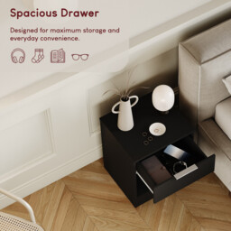 Vida Designs Trega 1 Drawer Bedside Chest, Black - thumbnail 7