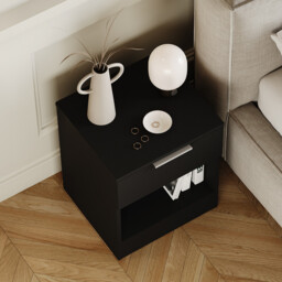 Vida Designs Trega 1 Drawer Bedside Chest, Black - thumbnail 3