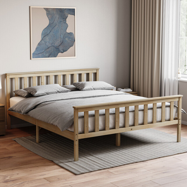 Vida Designs Bed Frame Milan Wooden High Foot Pine King - image 1