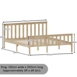 Vida Designs Bed Frame Milan Wooden High Foot Pine King - thumbnail 2