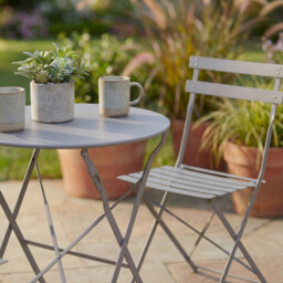 Garden Vida Porto 2 Seater Metal Bistro Set, Light Grey - thumbnail 7