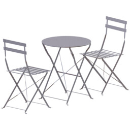 Garden Vida Porto 2 Seater Metal Bistro Set, Light Grey - thumbnail 2