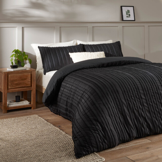 Duvet Day Duvet Cover Set Harrison Stripe Black King - image 1