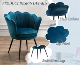 Ya-Home Accent Chair Upholstered Lounge Armchair with Golden Legs, Modern Petal Side Chair Corner Chair for Living Room/Bedroo - thumbnail 4