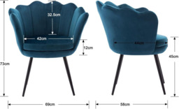 Ya-Home Accent Chair Upholstered Lounge Armchair with Golden Legs, Modern Petal Side Chair Corner Chair for Living Room/Bedroo - thumbnail 6