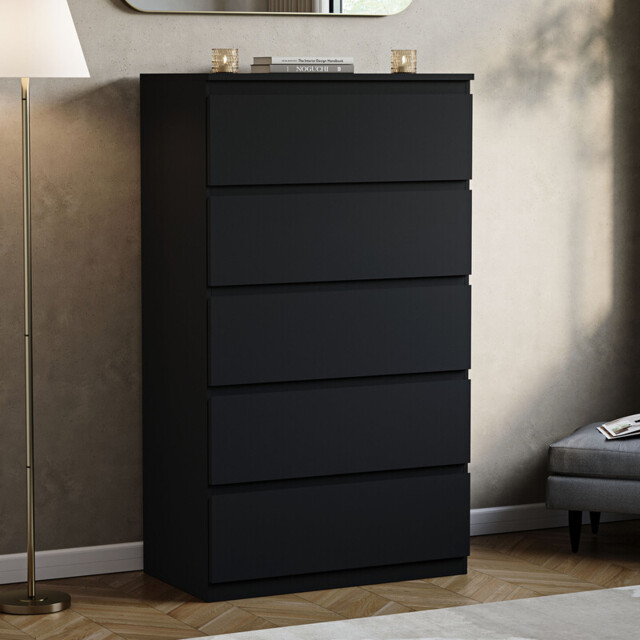 Vida Designs Drawer Chest Denver 5 Drawers Black