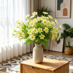Yuejia 4Pcs 12.6in/32cmArtificial Chrysanthemum Flowers Fake Bouquet Without Vase for Office Family Party Home Wedding Decorations,High-end Artificial Flowers Faux Floral Daisy Bouquet Pack for Decor(yellow) - thumbnail 4