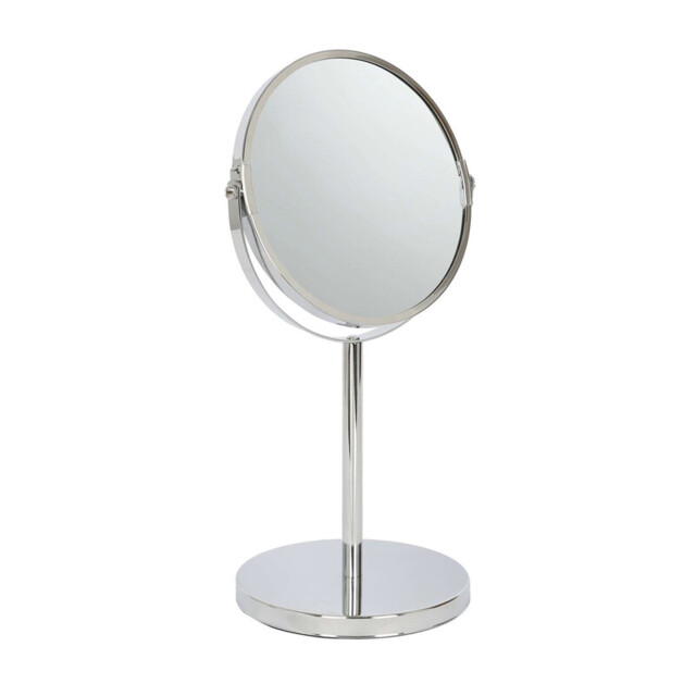 Harbour Housewares Pedestal Mirror - 2x Magnifying - Dual Sided - 18.5 x 34.5cm - Chrome - image 1