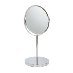 Harbour Housewares Pedestal Mirror - 2x Magnifying - Dual Sided - 18.5 x 34.5cm - Chrome