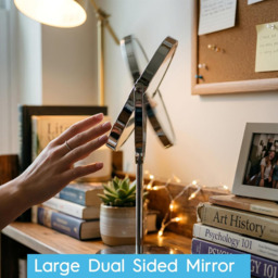 Harbour Housewares Pedestal Mirror - 2x Magnifying - Dual Sided - 18.5 x 34.5cm - Chrome - thumbnail 3