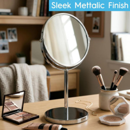 Harbour Housewares Pedestal Mirror - 2x Magnifying - Dual Sided - 18.5 x 34.5cm - Chrome - thumbnail 5
