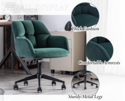 chairus Desk Chair Velvet Home Office Chair 360° Swivel Task Chair with Adjustable Height - thumbnail 4