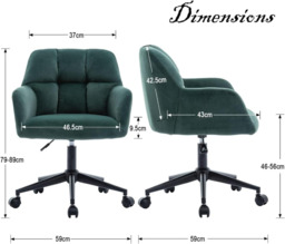 chairus Desk Chair Velvet Home Office Chair 360° Swivel Task Chair with Adjustable Height - thumbnail 7