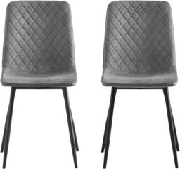 mcc direct Set of 2 Velvet Fabric Dining Chairs with Metal Legs (Dark Grey) - Lexi - thumbnail 3