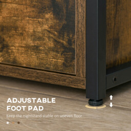 HOMCOM Bedside Table Industrial 2 Drawers Rustic Brown/Black - thumbnail 7