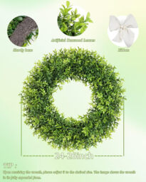 24 Inch Large Boxwood Wreath-1pcs - thumbnail 7