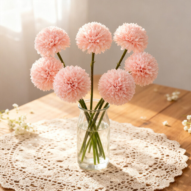 Wei's Moment 6Pcs Artificial  Flowers Artificial Hydrangea Decoration for Wedding Vase Meat pink - image 1