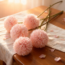 Wei's Moment 6Pcs Artificial  Flowers Artificial Hydrangea Decoration for Wedding Vase Meat pink - thumbnail 4