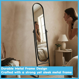 Harbour Housewares Full-Length Round Freestanding Mirror 153 cm x 30 cm - White - thumbnail 3
