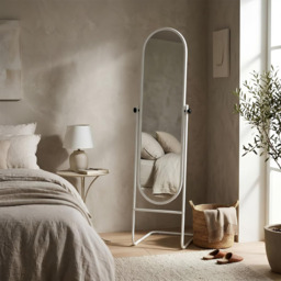 Harbour Housewares Full-Length Round Freestanding Mirror 153 cm x 30 cm - White - thumbnail 4