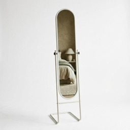 Harbour Housewares Full-Length Round Freestanding Mirror 153 cm x 30 cm - White - thumbnail 1