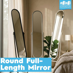 Harbour Housewares Full-Length Round Freestanding Mirror 153 cm x 30 cm - White - thumbnail 5