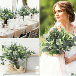 Yuejia 40pcs 13.97in/35.5cmArtificial Eucalyptus Stems, Mixed Faux Greenery Stems Fake Silver Dollar Eucalyptus Leaves Stems Bulk Babys Breath for DIY Bouquet Centerpieces - thumbnail 7